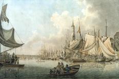View of Billingsgate Wharf with Boats on the Water, City of London, 1790-Robert Clevely-Giclee Print