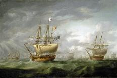 Action at Sea: a French Frigate Completely Dismasted, Late 18Th Century (Oil Painting)-Robert Dodd-Mounted Giclee Print