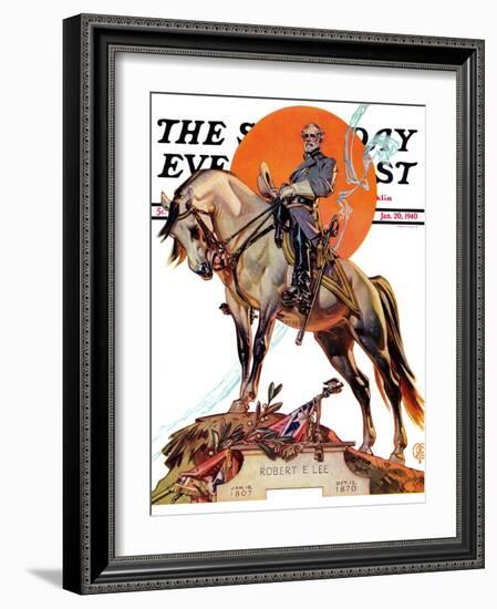 "Robert E. Lee on Traveler," Saturday Evening Post Cover, January 20, 1940-Joseph Christian Leyendecker-Framed Giclee Print