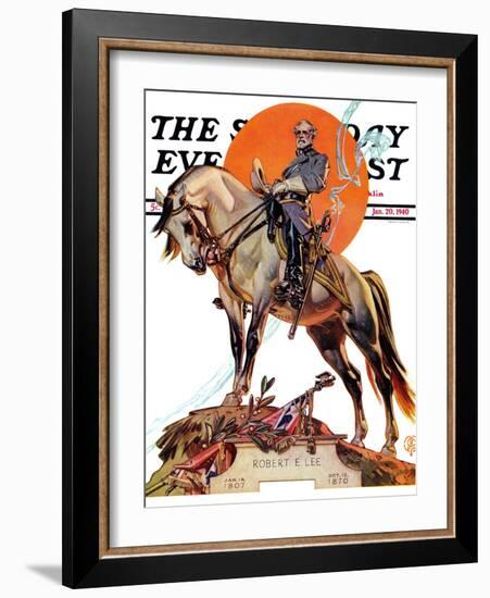 "Robert E. Lee on Traveler," Saturday Evening Post Cover, January 20, 1940-Joseph Christian Leyendecker-Framed Premium Giclee Print