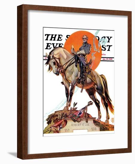 "Robert E. Lee on Traveler," Saturday Evening Post Cover, January 20, 1940-Joseph Christian Leyendecker-Framed Premium Giclee Print