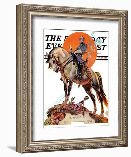 "Robert E. Lee on Traveler," Saturday Evening Post Cover, January 20, 1940-Joseph Christian Leyendecker-Framed Giclee Print