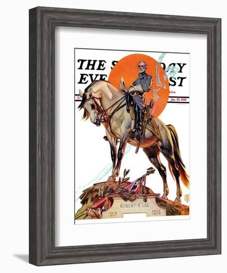 "Robert E. Lee on Traveler," Saturday Evening Post Cover, January 20, 1940-Joseph Christian Leyendecker-Framed Giclee Print