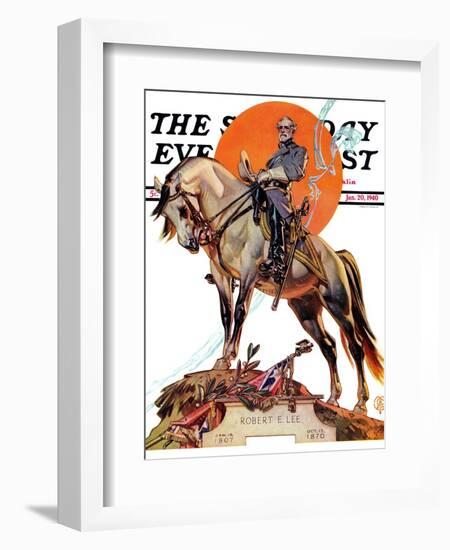 "Robert E. Lee on Traveler," Saturday Evening Post Cover, January 20, 1940-Joseph Christian Leyendecker-Framed Giclee Print