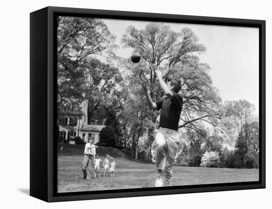 Robert F Kennedy and Family Outside Playing Football with His Brother Senator John F. Kennedy-Paul Schutzer-Framed Premier Image Canvas