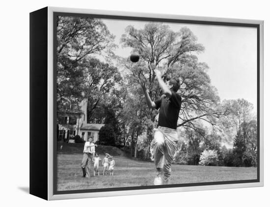 Robert F Kennedy and Family Outside Playing Football with His Brother Senator John F. Kennedy-Paul Schutzer-Framed Premier Image Canvas