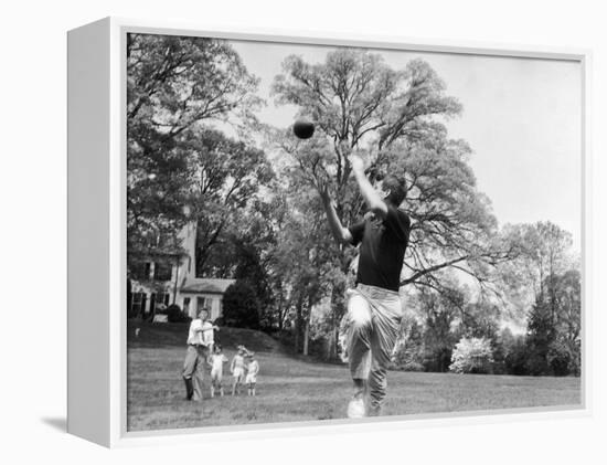 Robert F Kennedy and Family Outside Playing Football with His Brother Senator John F. Kennedy-Paul Schutzer-Framed Premier Image Canvas