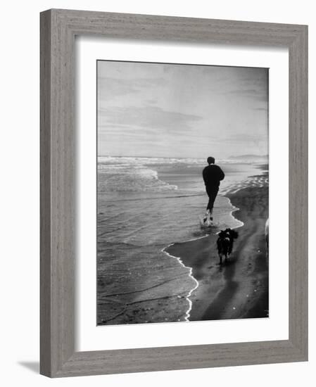 Robert F. Kennedy Running on the Beach with His Dog Freckles-Bill Eppridge-Framed Photographic Print