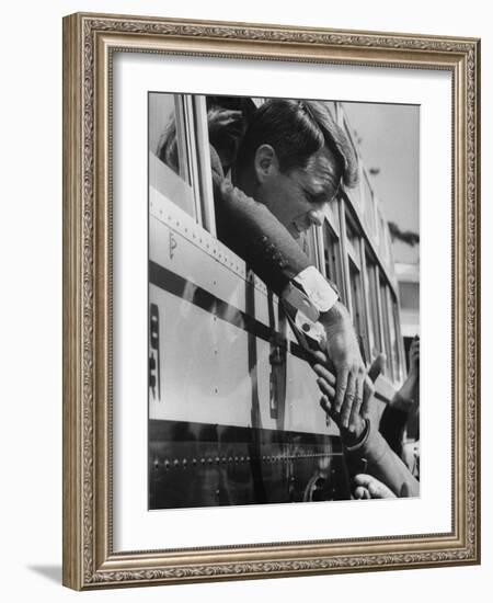 Robert F. Kennedy Shaking Hands with Crowd-John Dominis-Framed Photographic Print