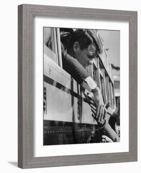 Robert F. Kennedy Shaking Hands with Crowd-John Dominis-Framed Photographic Print