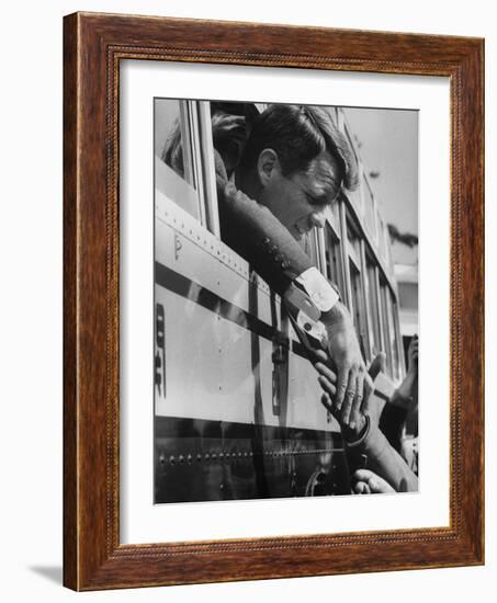 Robert F. Kennedy Shaking Hands with Crowd-John Dominis-Framed Photographic Print