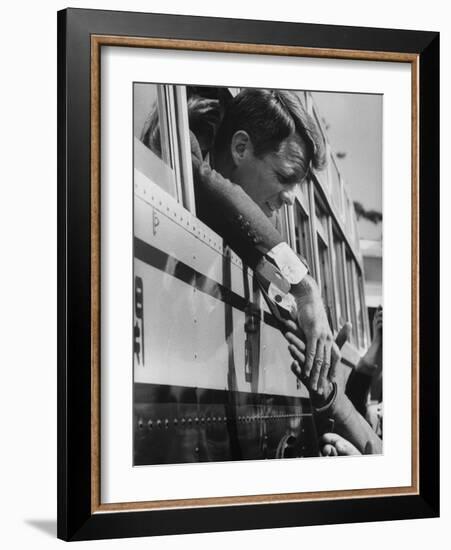 Robert F. Kennedy Shaking Hands with Crowd-John Dominis-Framed Photographic Print