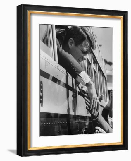 Robert F. Kennedy Shaking Hands with Crowd-John Dominis-Framed Photographic Print