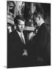 Robert F. Kennedy Standing with Sen. Lyndon B. Johnson-Hank Walker-Mounted Premium Photographic Print