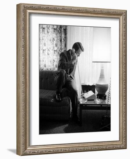 Robert F. Kennedy Talking on Phone-Hank Walker-Framed Photographic Print