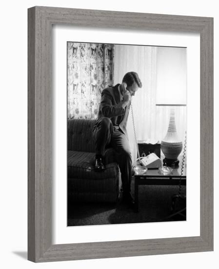 Robert F. Kennedy Talking on Phone-Hank Walker-Framed Photographic Print