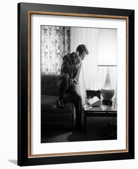 Robert F. Kennedy Talking on Phone-Hank Walker-Framed Photographic Print