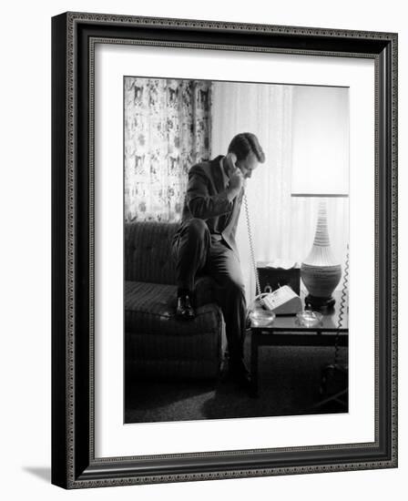 Robert F. Kennedy Talking on Phone-Hank Walker-Framed Photographic Print