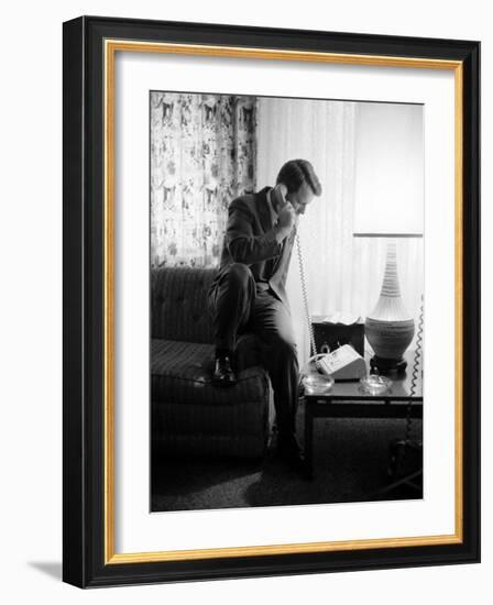 Robert F. Kennedy Talking on Phone-Hank Walker-Framed Photographic Print