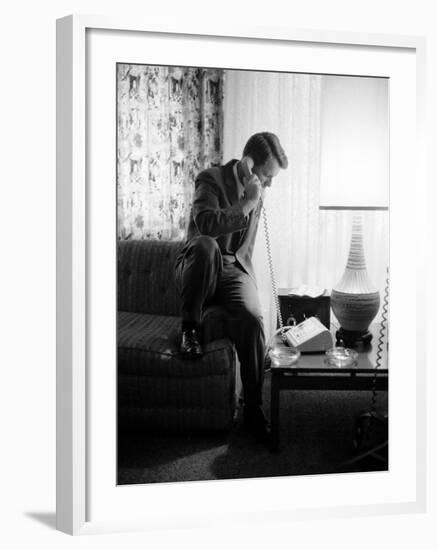 Robert F. Kennedy Talking on Phone-Hank Walker-Framed Photographic Print