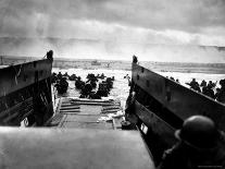 Small Landing Craft with American Soldiers Wading Ashore under Heavy German Fire-Robert F^ Sargent-Photographic Print