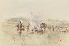At Work Heaping Brush on Smouldering Fires, 1867-1903 (W/C & Gouache on Paper)-Robert Frederick Blum-Giclee Print
