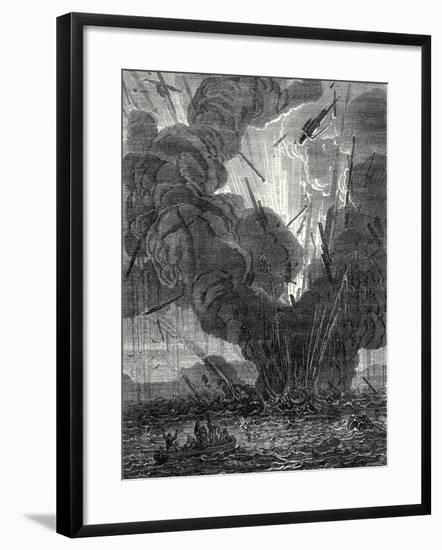 Robert Fulton Blows Up a Boat with His Infernal Machine in the Harbor of Brest-null-Framed Giclee Print