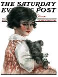 "Girl and Her Cat," Saturday Evening Post Cover, May 10, 1924-Robert H. Ransley-Giclee Print