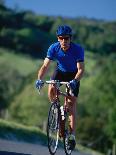 Bicyclist on Road, Napa Valley, CA-Robert Houser-Framed Premier Image Canvas