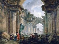 Imaginary View of the Grand Gallery of the Louvre in Ruins, 1796-Robert Hubert-Framed Giclee Print