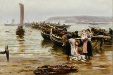 Launching the Cullerboats Lifeboat, 1902-Robert Jobling-Framed Premier Image Canvas