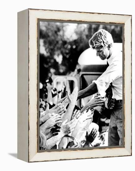 Robert Kennedy Shaking Hands During 1968 Campaign-null-Framed Stretched Canvas