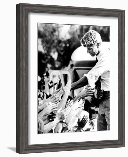 Robert Kennedy Shaking Hands During 1968 Campaign-null-Framed Photo