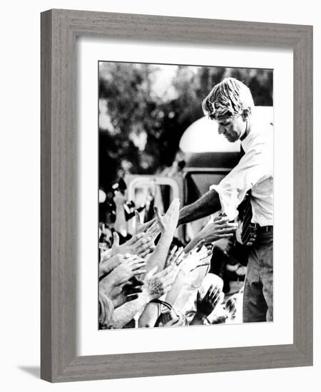 Robert Kennedy Shaking Hands During 1968 Campaign-null-Framed Photo