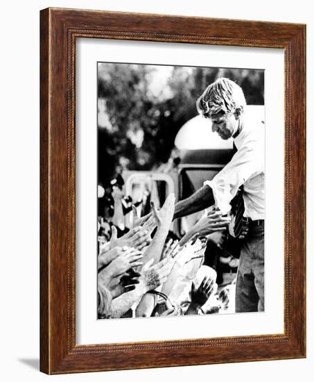 Robert Kennedy Shaking Hands During 1968 Campaign-null-Framed Photo