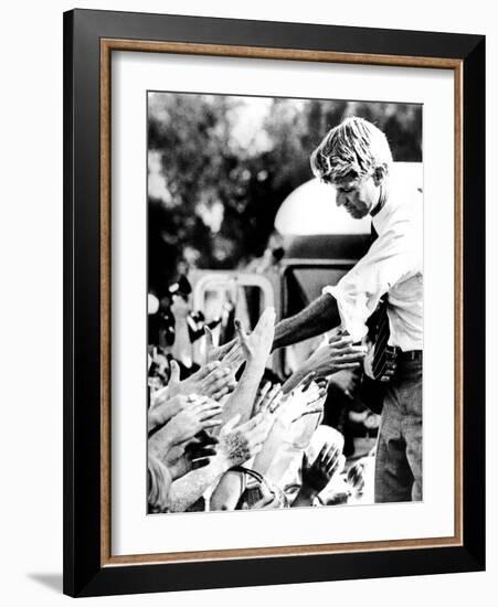 Robert Kennedy Shaking Hands During 1968 Campaign-null-Framed Photo