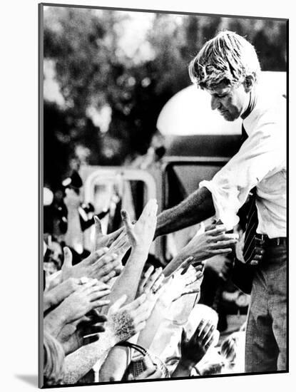 Robert Kennedy Shaking Hands During 1968 Campaign-null-Mounted Photo