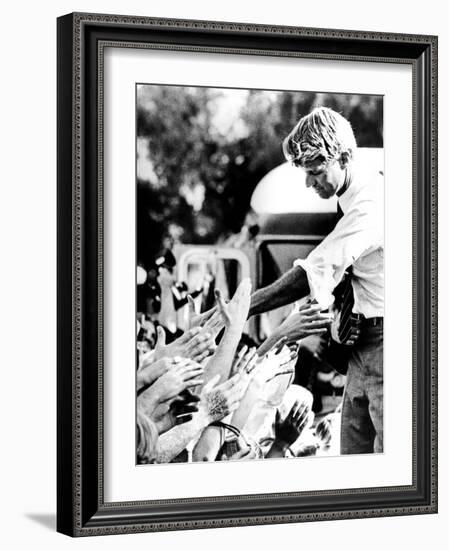 Robert Kennedy Shaking Hands During 1968 Campaign-null-Framed Photo