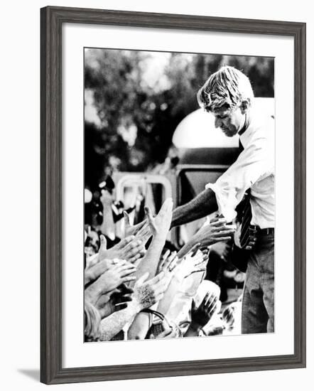 Robert Kennedy Shaking Hands During 1968 Campaign-null-Framed Photo