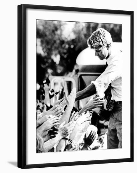 Robert Kennedy Shaking Hands During 1968 Campaign-null-Framed Photo