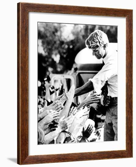 Robert Kennedy Shaking Hands During 1968 Campaign-null-Framed Photo