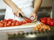 Chef Chopping Tomatoes-Robert Kneschke-Mounted Photographic Print