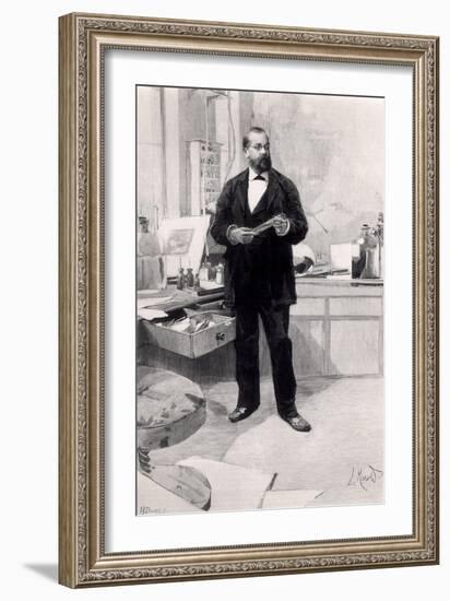 Robert Koch in His Laboratory, from "Le Monde Illustre," 29th November 1890-null-Framed Giclee Print