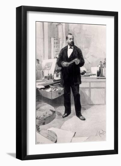 Robert Koch in His Laboratory, from "Le Monde Illustre," 29th November 1890-null-Framed Giclee Print