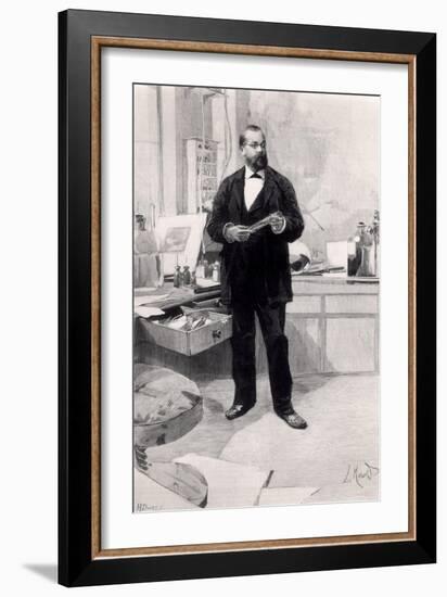 Robert Koch in His Laboratory, from "Le Monde Illustre," 29th November 1890-null-Framed Giclee Print