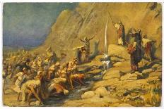 During the Exodus Moses Strikes a Rock and Obtains a Supply of Water for the Israelites-Robert Leinweber-Framed Art Print