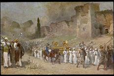During the Exodus Moses Strikes a Rock and Obtains a Supply of Water for the Israelites-Robert Leinweber-Framed Art Print