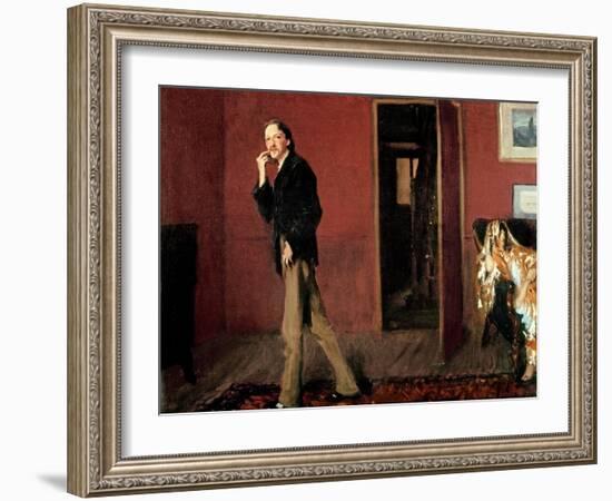 Robert Louis Stevenson and His Wife, 1885-John Singer Sargent-Framed Giclee Print