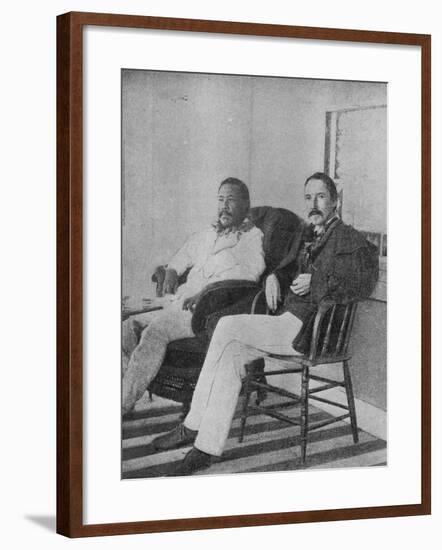 Robert Louis Stevenson with King Kalakaua of Hawaii on the Verandah of the Royal Boat House at…-null-Framed Photographic Print