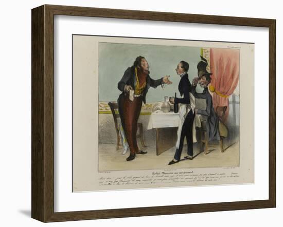 Robert Macaire at the Restaurant-Honore Daumier-Framed Giclee Print